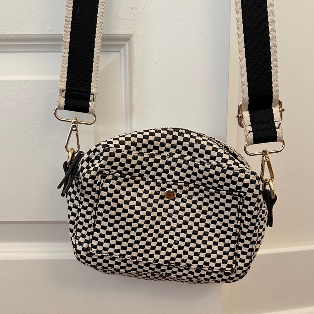 Black and White Checkered Crossbody Bag
